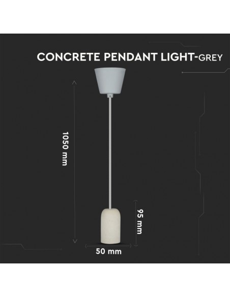 3748-Lampadario LED a Cilindro in Calcestruzzo con Portalampada E Max  Colore Grigio-3