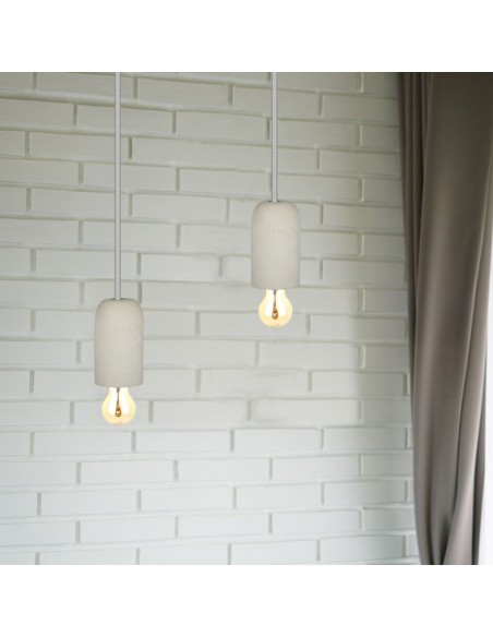 3748-Lampadario LED a Cilindro in Calcestruzzo con Portalampada E Max  Colore Grigio-5