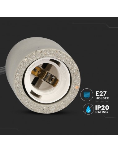 3748-Lampadario LED a Cilindro in Calcestruzzo con Portalampada E Max  Colore Grigio-6