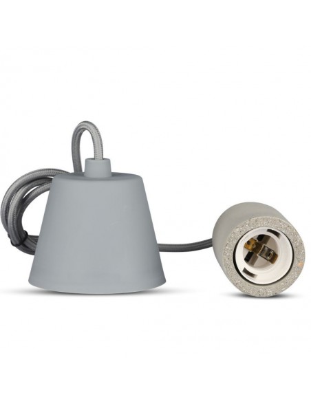 Lampadario LED a Cilindro in Calcestruzzo con Portalampada E27 (Max 60W) Grigio