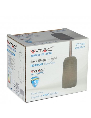 3749-Lampadario LED a Cilindro in Calcestruzzo con Portalampada E Max  Colore Marrone-2