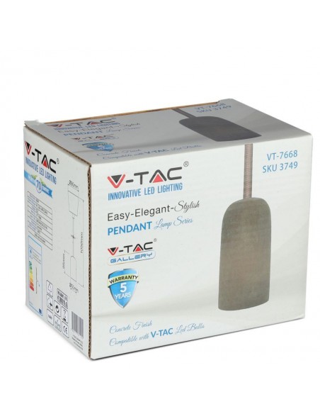 3749-Lampadario LED a Cilindro in Calcestruzzo con Portalampada E Max  Colore Marrone-2