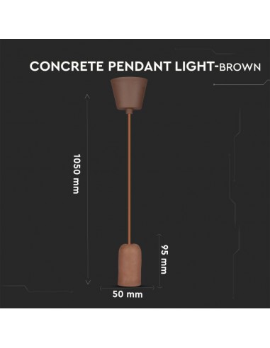 3749-Lampadario LED a Cilindro in Calcestruzzo con Portalampada E Max  Colore Marrone-3