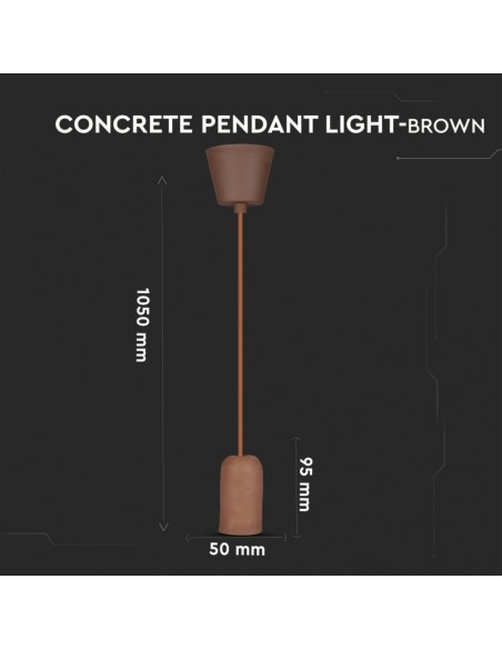 3749-Lampadario LED a Cilindro in Calcestruzzo con Portalampada E Max  Colore Marrone-3