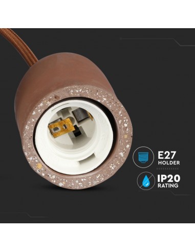 3749-Lampadario LED a Cilindro in Calcestruzzo con Portalampada E Max  Colore Marrone-6