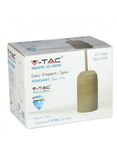 3750-Lampadario LED a Cilindro in Calcestruzzo con Portalampada E Max  Colore Beige-2