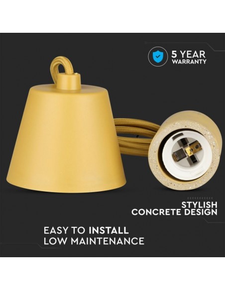 3750-Lampadario LED a Cilindro in Calcestruzzo con Portalampada E Max  Colore Beige-6