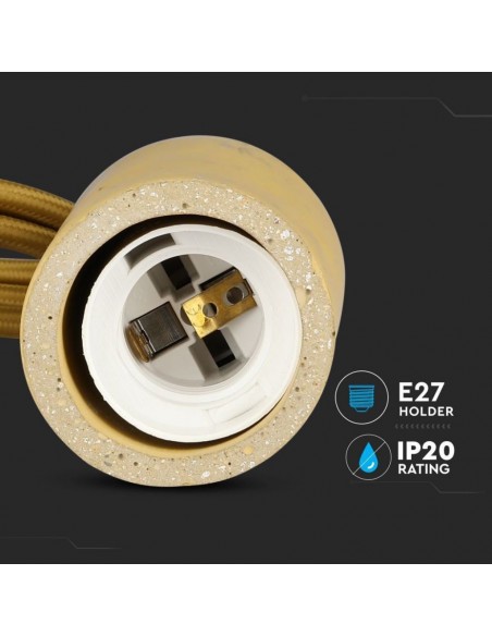 3750-Lampadario LED a Cilindro in Calcestruzzo con Portalampada E Max  Colore Beige-7