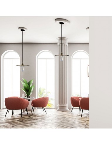 3751-Lampadario LED a Disco in Metallo con Portalampada E Max  Colore Oro Rosa-3