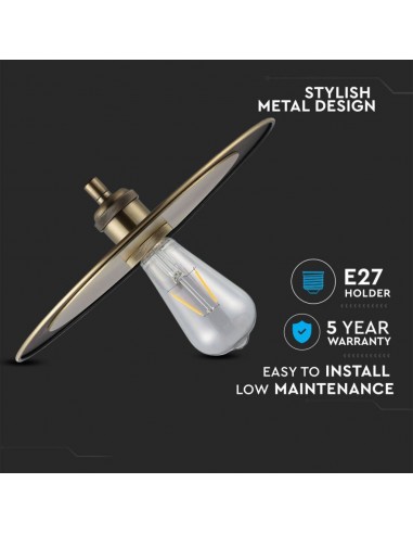 3751-Lampadario LED a Disco in Metallo con Portalampada E Max  Colore Oro Rosa-5