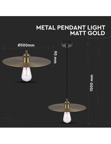 3752-Lampadario LED a Disco in Metallo con Portalampada E Max  Colore Oro Opaco-2