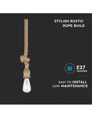 3754-Lampadario LED in Corda con Portalampada E Max  L cm-5