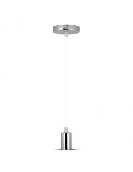 3755-Lampadario LED a Cilindro in Metallo con Portalampada E Max  Lcm Colore Cromato e Cavo Bianco-1