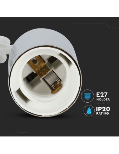 3755-Lampadario LED a Cilindro in Metallo con Portalampada E Max  Lcm Colore Cromato e Cavo Bianco-6