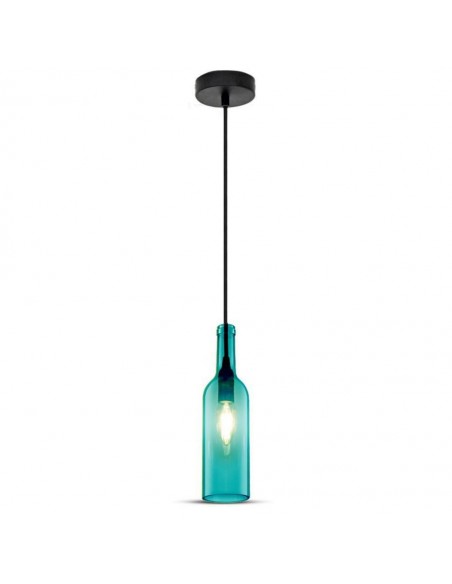 3768-Lampadario LED a Bottiglia in Vetro con Portalampada E Max  Øxcm Colore Blu-1
