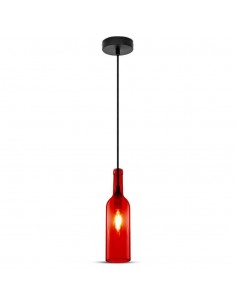 3769-Lampadario LED a Bottiglia in Vetro con Portalampada E Max  Øxcm Colore Rosso-1