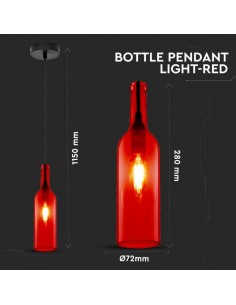 3769-Lampadario LED a Bottiglia in Vetro con Portalampada E Max  Øxcm Colore Rosso-1 2