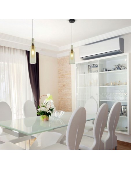 3771-Lampadario LED a Bottiglia in Vetro con Portalampada E Max  Øxcm Colore Trasparente-4