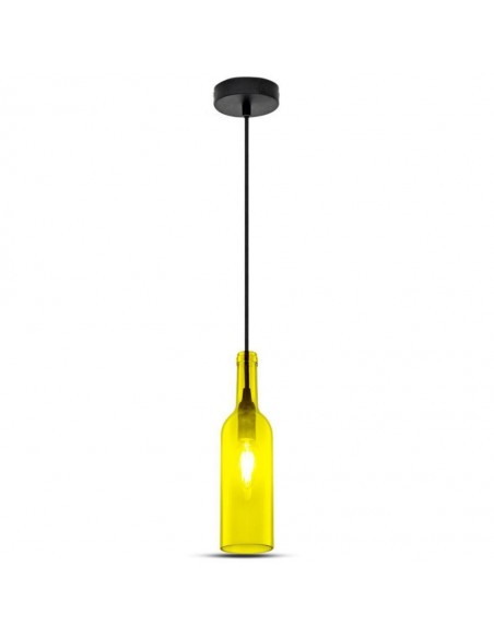 3773-Lampadario LED a Bottiglia in Vetro con Portalampada E Max  Øxcm Colore Giallo-1