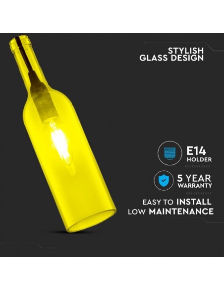 3773-Lampadario LED a Bottiglia in Vetro con Portalampada E Max  Øxcm Colore Giallo-5