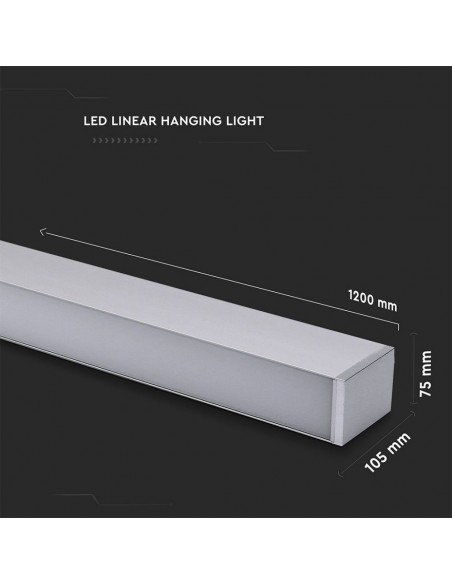 378-Plafoniera LED Chip Samsung a Sospensione  Lineare Colore Argento cm -3