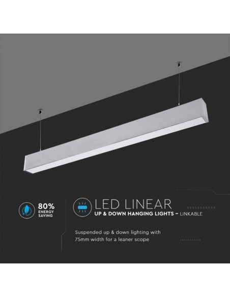 Plafoniera LED Chip Samsung a Sospensione 60W Lineare Argento 120cm 4000K