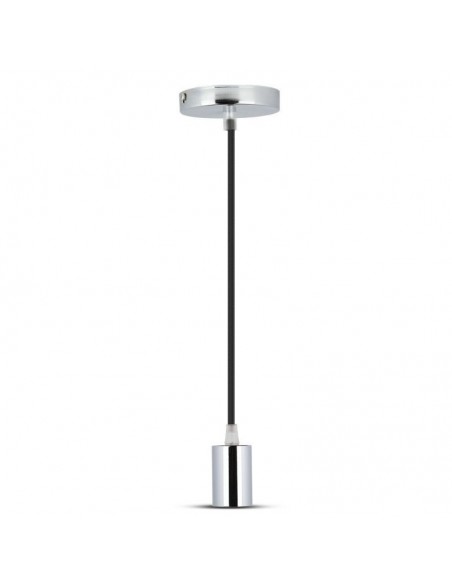 3782-Lampadario LED a Cilindro in Metallo con Portalampada E Max  Lcm Colore Cromato e Cavo Nero-1