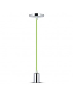 3785-Lampadario LED a Cilindro in Metallo con Portalampada E Max  Lcm Colore Cromato e Cavo Verde-1
