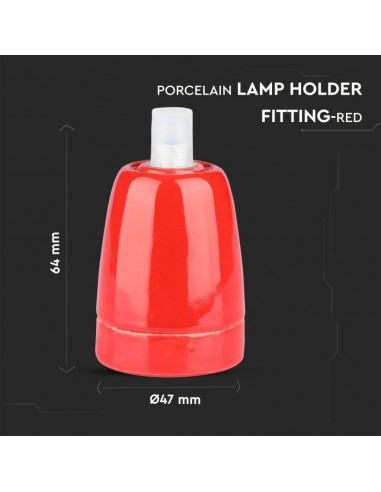3799-Portalampada in Porcellana E Max  Colore Rosso-2