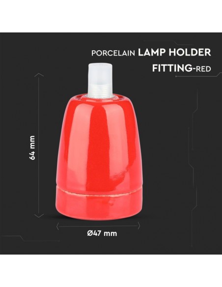 3799-Portalampada in Porcellana E Max  Colore Rosso-2