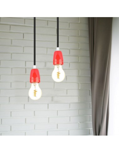 3799-Portalampada in Porcellana E Max  Colore Rosso-3