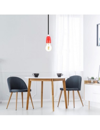 3799-Portalampada in Porcellana E Max  Colore Rosso-4