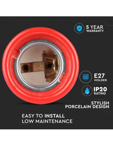 3799-Portalampada in Porcellana E Max  Colore Rosso-7