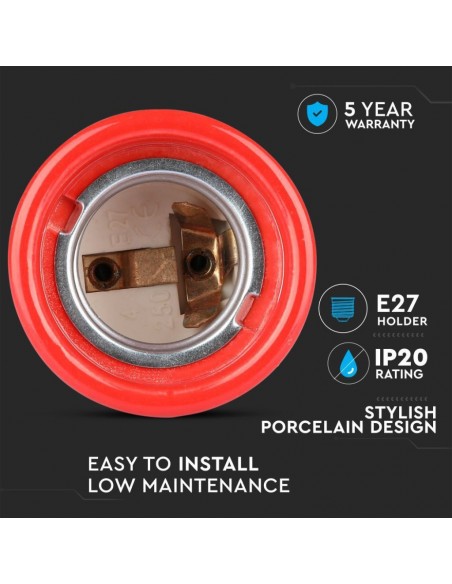 3799-Portalampada in Porcellana E Max  Colore Rosso-7