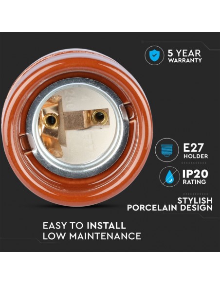 Portalampada in Porcellana E27 (Max 60W) Marrone