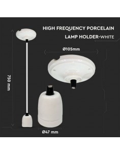 3803-Portalampada in Porcellana E Max  Colore Bianco e Cavo in Corda-1 2