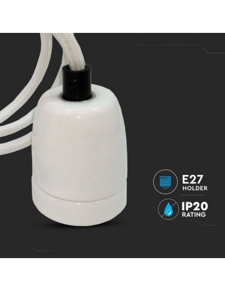 3803-Portalampada in Porcellana E Max  Colore Bianco e Cavo in Corda-6