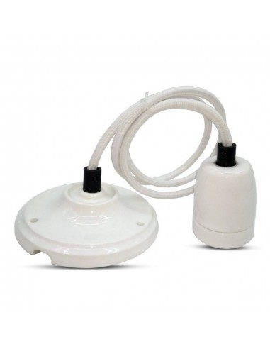 3803-Portalampada in Porcellana E Max  Colore Bianco e Cavo in Corda-7