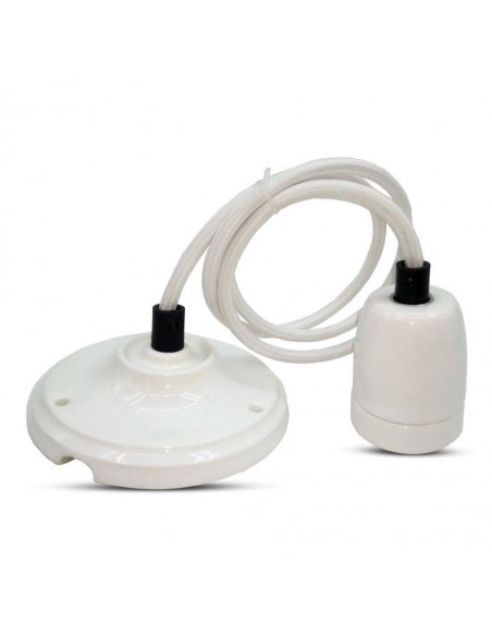 3803-Portalampada in Porcellana E Max  Colore Bianco e Cavo in Corda-7