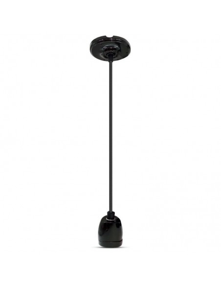 3804-Portalampada in Porcellana E Max  Colore Nero e Cavo in Corda-1