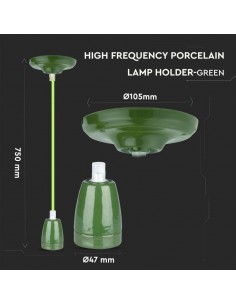 3805-Portalampada in Porcellana E Max  Colore Verde e Cavo in Corda-1 2