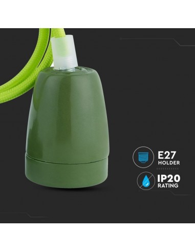 3805-Portalampada in Porcellana E Max  Colore Verde e Cavo in Corda-6