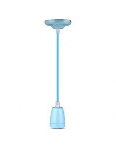 3806-Portalampada in Porcellana E Max  Colore Blu e Cavo in Corda-1