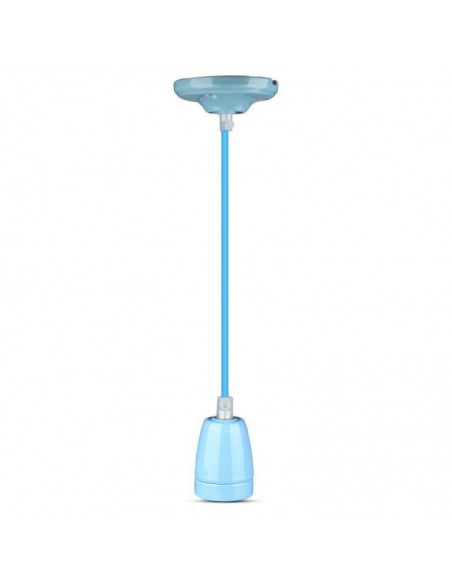 3806-Portalampada in Porcellana E Max  Colore Blu e Cavo in Corda-1