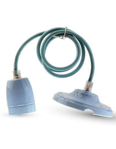 3806-Portalampada in Porcellana E Max  Colore Blu e Cavo in Corda-5