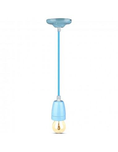 3806-Portalampada in Porcellana E Max  Colore Blu e Cavo in Corda-6