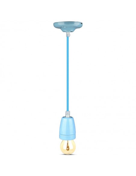 3806-Portalampada in Porcellana E Max  Colore Blu e Cavo in Corda-6