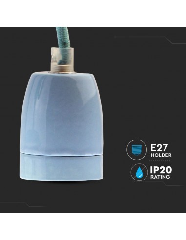 3806-Portalampada in Porcellana E Max  Colore Blu e Cavo in Corda-7