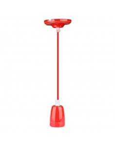 3807-Portalampada in Porcellana E Max  Colore Rosso e Cavo in Corda-1