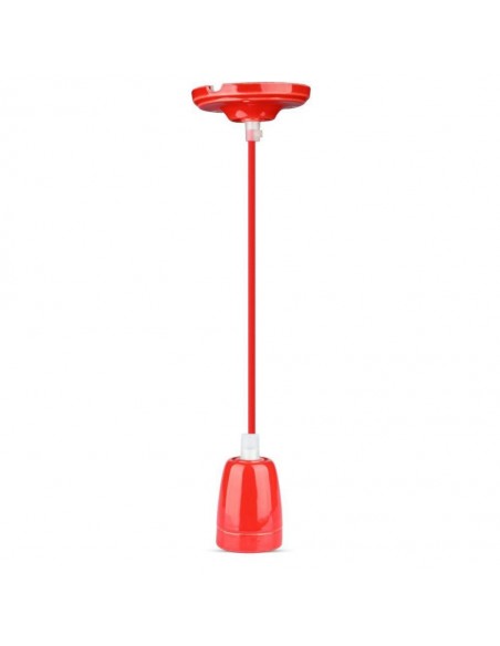 3807-Portalampada in Porcellana E Max  Colore Rosso e Cavo in Corda-1